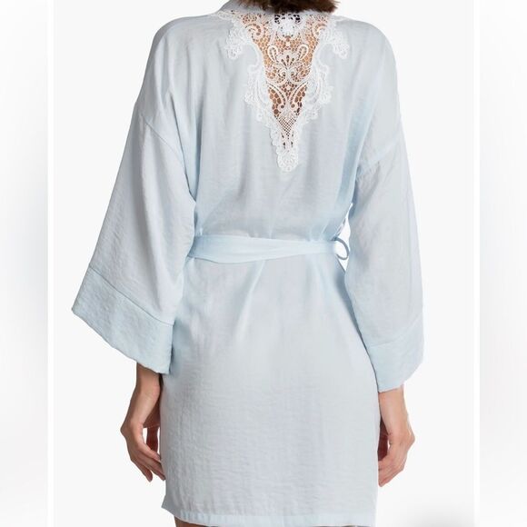 In Bloom by Jonquil Philipa Lace Trim Satin Wrap Pale Blue NWT IN PACKAGING - Picture 2 of 7